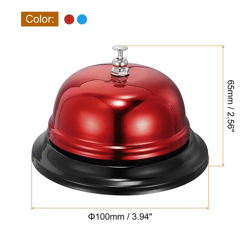 2 Pcs Call Bell, Desk Bell Service Dinner Bell - Blue+Red - 100mm/3.94"