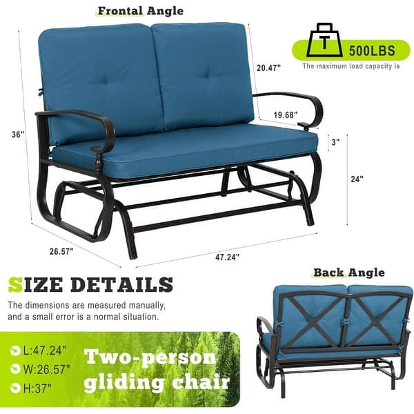 dimension image slide 1 of 6, Nista 2 Person Outdoor Patio Glider Garden Bench Rocker Chair by Havenside Home
