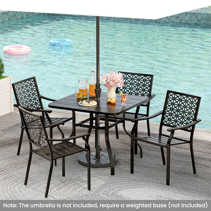 Gymax Outdoor Dining Table for 4 37 Inches Square Patio Bistro Dining