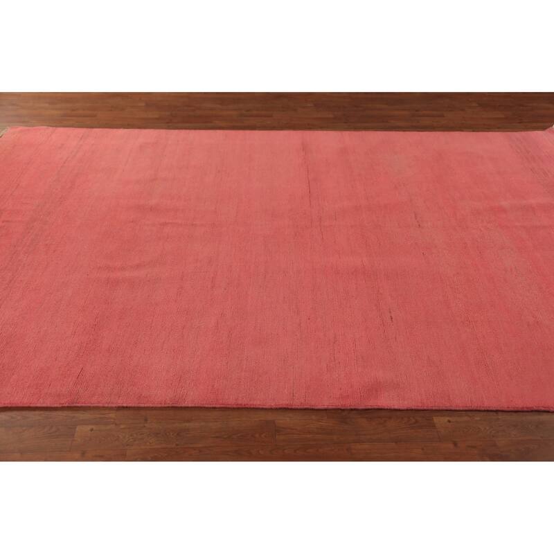 Pink Gabbeh Modern Area Rug Hand-Knotted Wool Carpet - 6'3" x 9'10"