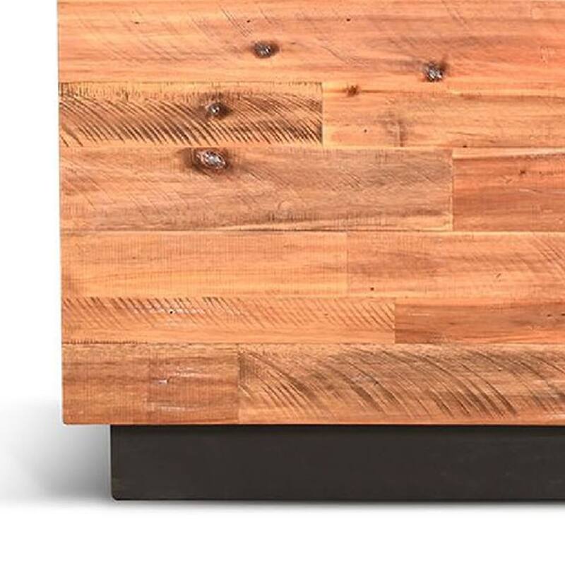 Cicy 78 Inch TV Media Entertainment Cabinet, Black, Brown Solid Wood