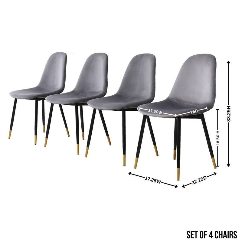 5-Piece Round Dining Chairs & Table Set Breakfast Nook with 4 Velvet Dining Accent Chairs and Side Table