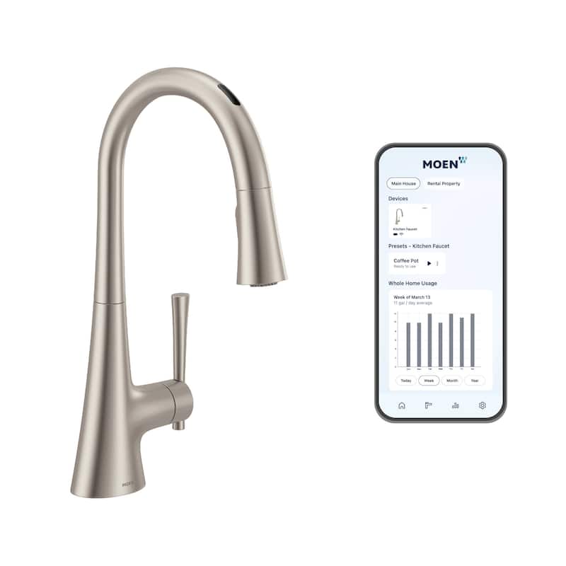 Moen Kurv Smart Faucet 1.5 GPM Single Hole Pull Down Kitchen Faucet