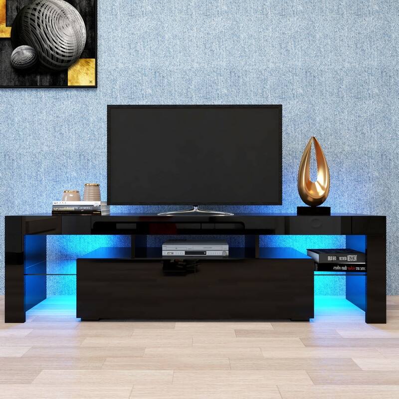 Modern 20 Colors LED TV Stand w/Remote Control Lights,for up to 70" TV
