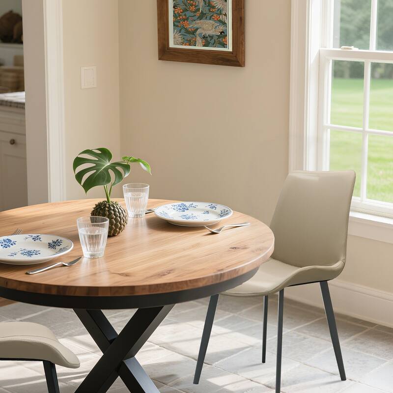 PU Leather Dining Chair with Metal Legs, Modern Upholstered Chair Set of 4 for Kitchen, Restaurant, Living, Meeting Room