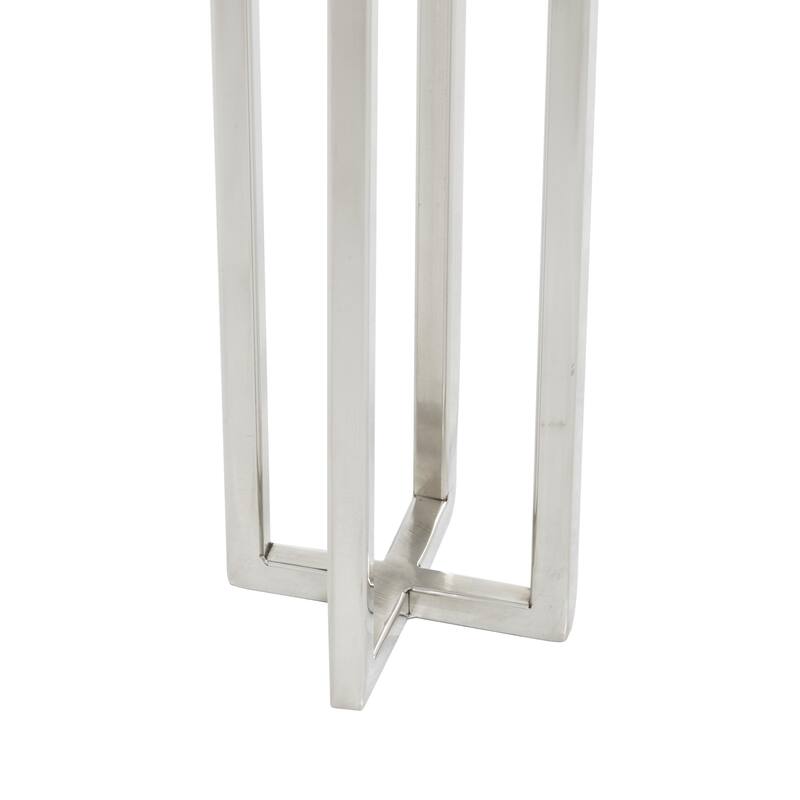 Stainless Steel Metal Geometric Decorative Candle Holder with Diamond Inspired Top - Set of 2 Silver - Roche River Decor