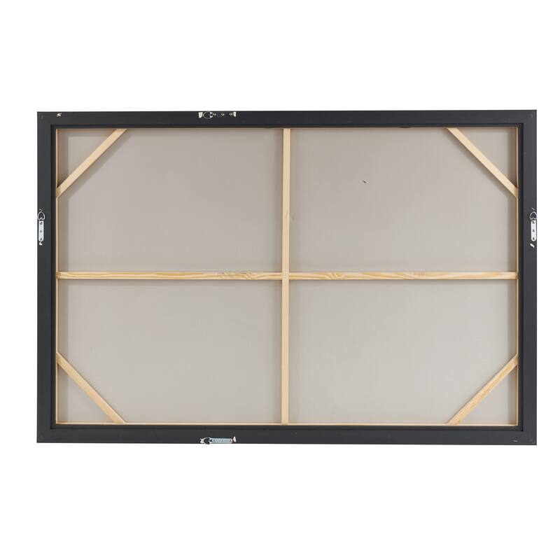 Canvas Abstract Living Room Framed Wall Art with Silver Foil Accents and Black Frame - Blue - Roche River Decor