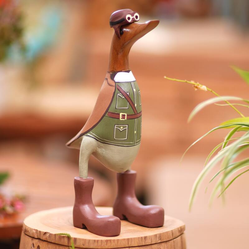 Novica Handmade Soldier Duck Teak Wood Statuette