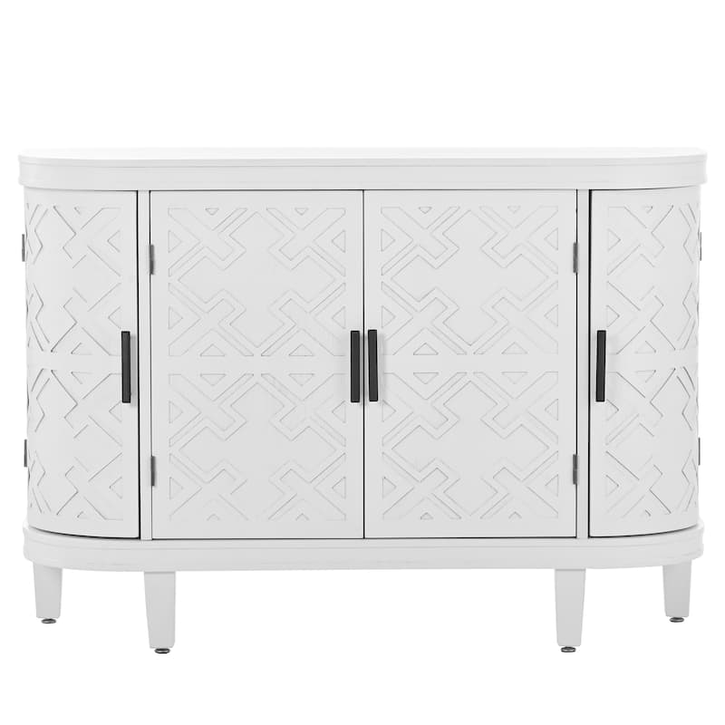 Accent Storage Cabinet Wooden Sideboard with Antique Pattern Doors ...