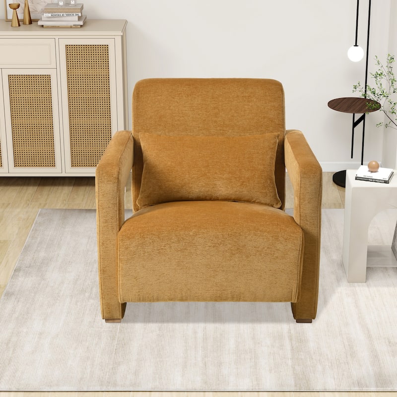 Upholstered Accent Chair With Pillows And Sturdy Wooden Legs, Armchair For Living Room Office,Bedroom