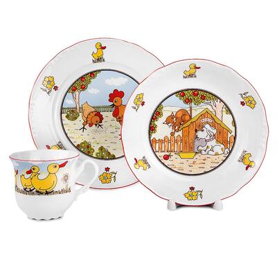 In The Farm Porcelain Kids Dinnerware Set of 3