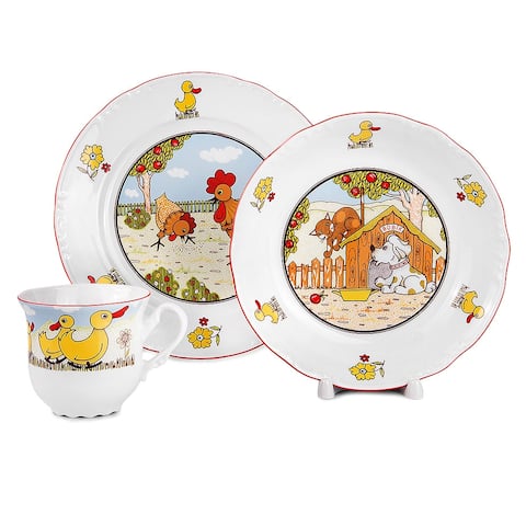 In The Farm Porcelain Kids Dinnerware Set of 3