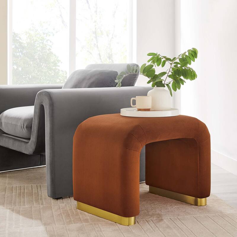 Koda Performance Velvet Waterfall Stool - Brass Rust