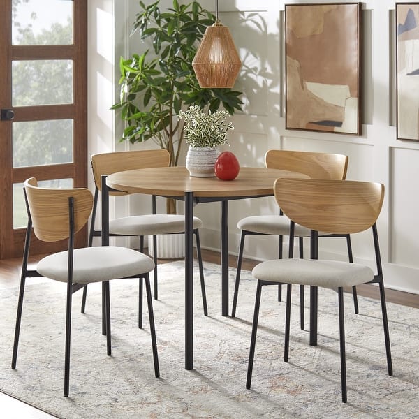 slide 2 of 14, Lifestorey Jari Round Dining Set 5-Piece Light Oak