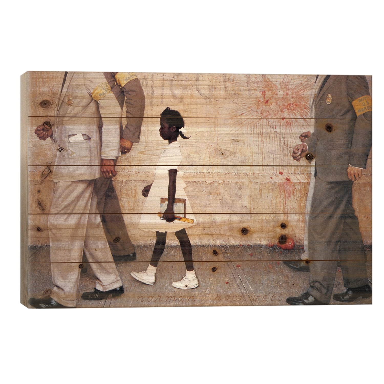 The Problem We All Live With (Ruby Bridges) Print On Wood by Norman Rockwell MultiColor Bed
