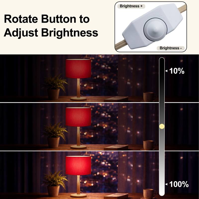 16.3 in. Modern Natural Wood Table Lamp with Linen Fabric Shade