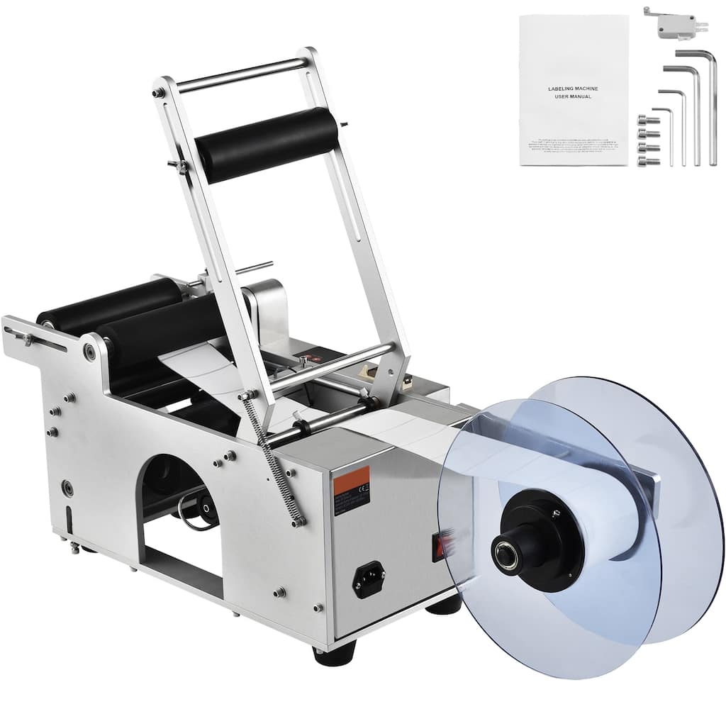 Semi-Automatic Round Labeling Machine, 20-50pcs/min, Electric Bottle Label Applicator for Round Bottles, Round Bottle Labeler