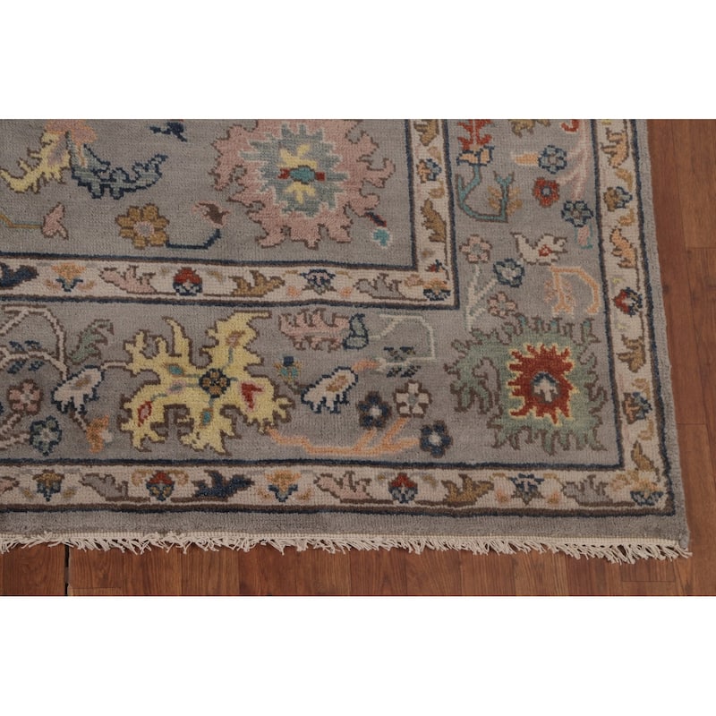 Floral Oushak Indian Area Rug Handmade Wool Carpet - 7'8"x 9'10"