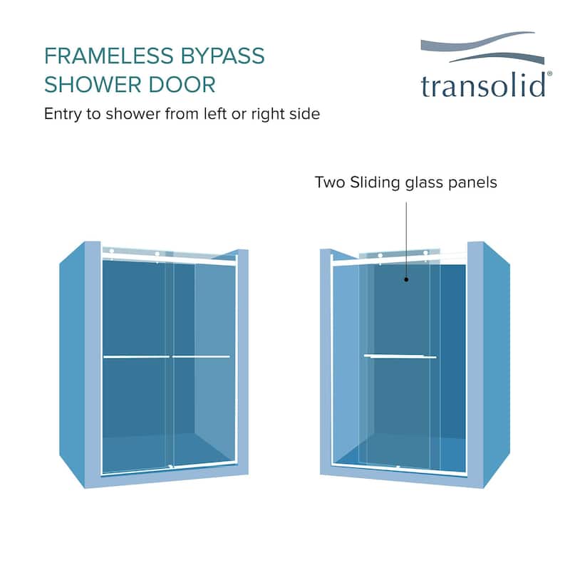 Brianna 60 in. W x 70 in. H By-Pass Frameless Shower Door with Clear Glass - 56-60-in W x 70-in H
