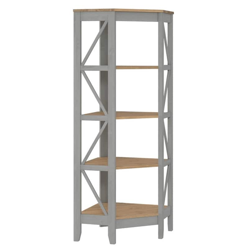 Wood Corner Bookcase 4 Shelf Corona