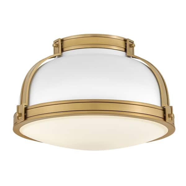 slide 2 of 11, Hinkley Lighting 46351 Barton 2 Light 15" Wide Flush Mount Ceiling White / Brass