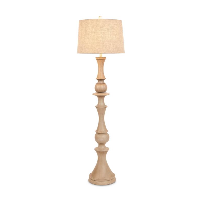 Beige Polyresin Novelty Floor Lamp with Linen Shade and Brown Base - 11” x 11” x 63” (D x W x H) - Multi