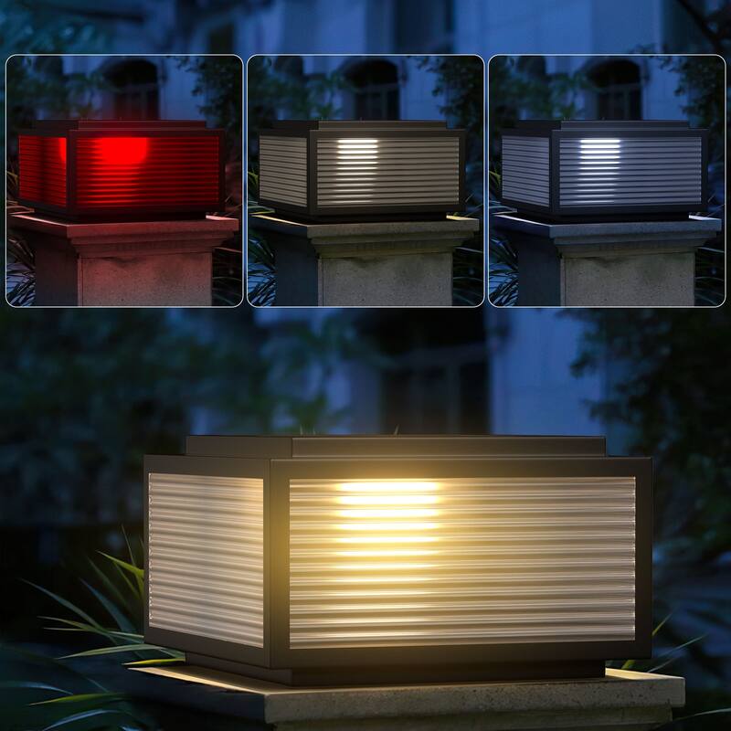 Solar Powered Post Cap Lights for Pillars, Modern Outdoor Post Lights