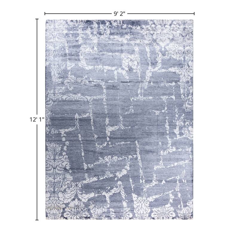 Modern One-of-a-Kind Hand-Knotted Area Rug, Blue - 9' 2" x 12' 1"
