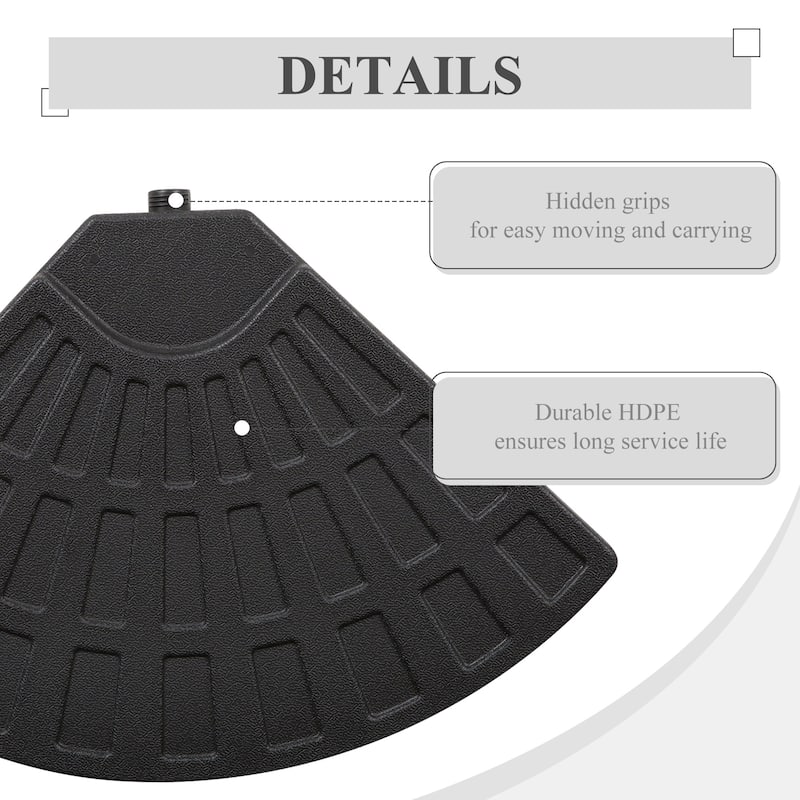 Outsunny 4 Pieces Round Patio Umbrella Base, Cantilever Offset Outdoor Umbrella Weights, 52 Liters Capacity Water