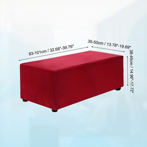 dimension image slide 26 of 52, Stretch Foot Stool Cover Rectangular Square Foot Stool Slipcover