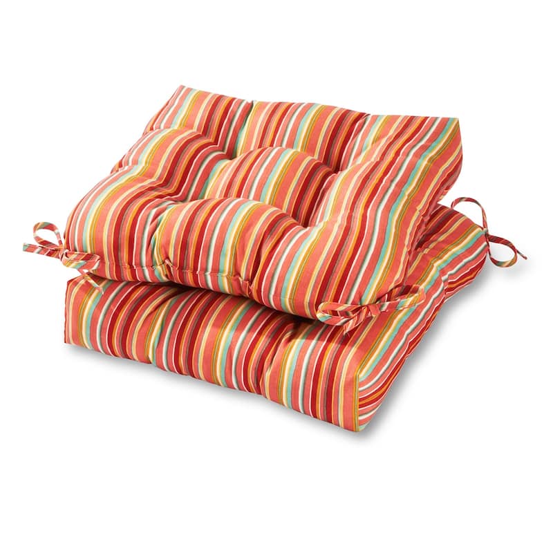 Coastal Stripe 20-inch Outdoor Chair Cushion (Set of 2) - Watermelon