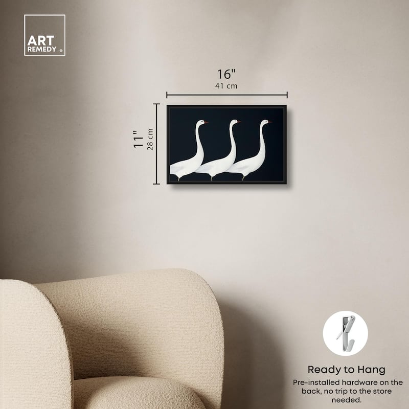 Trio of Swans Canvas by Art Remedy
