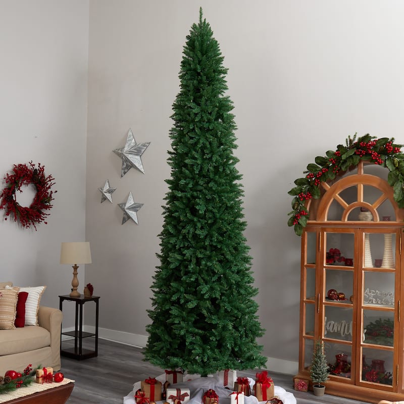 12' Slim Mountain Pine Artificial Christmas Tree, Unlit - over-10-feet