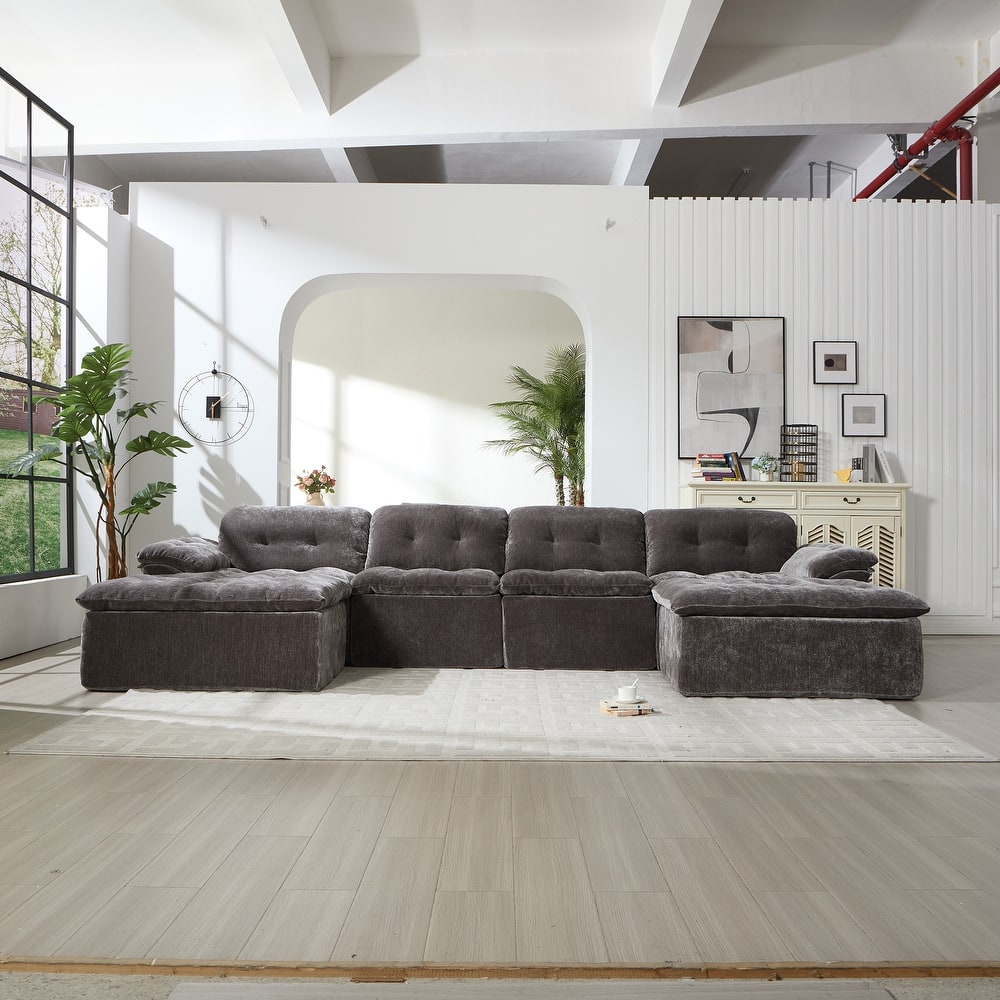 Modular Convertible Cushioned Sleeper Sofa Set