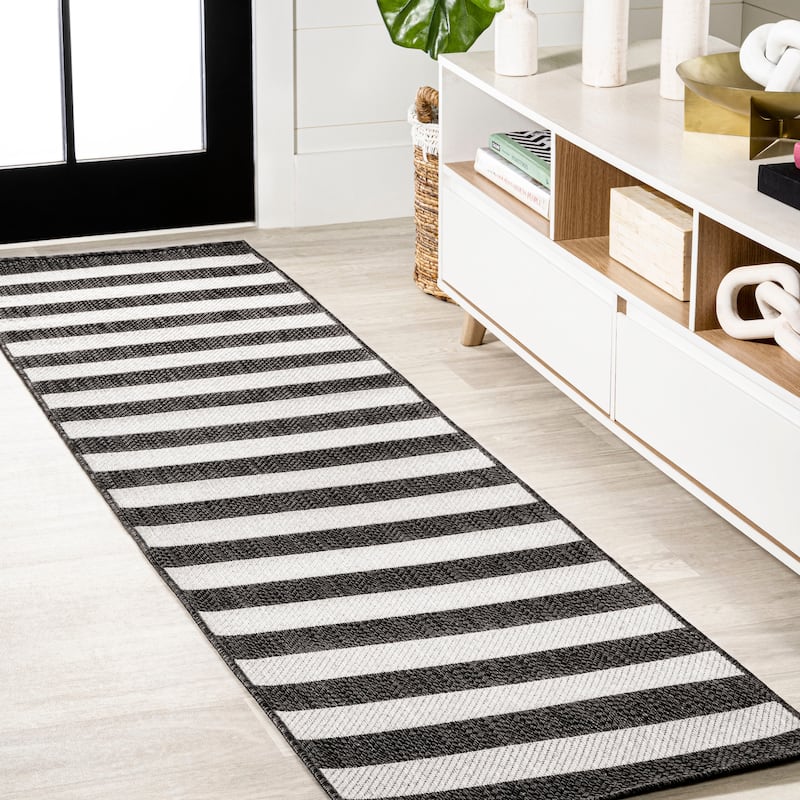 JONATHAN Y Vinales Two-Tone Wide Stripe Indoor/Outdoor Area Rug
