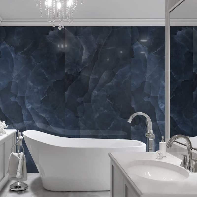 Geo Lust 12x24 Polished Onyx Porcelain Tile - Floor & Wall - Large Format - Case of 7 (13.56 Sq. ft.) - Blue