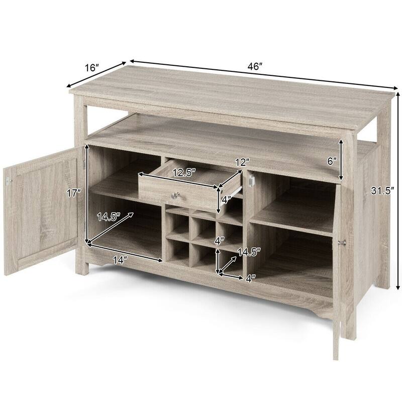Transitional Buffet Server Sideboard with Wine Storage - 45.5" x 16" x 31.5" (L x W x H)