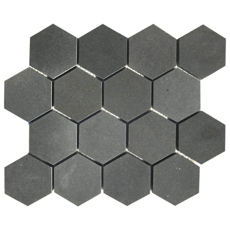 Vulcan Black 3 Inch Hexagon Honed Mosaic Tile - Sample - Black