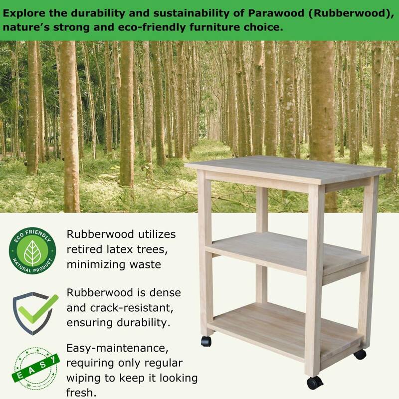 Porch & Den Estelle Solid Wood Microwave Kitchen Cart