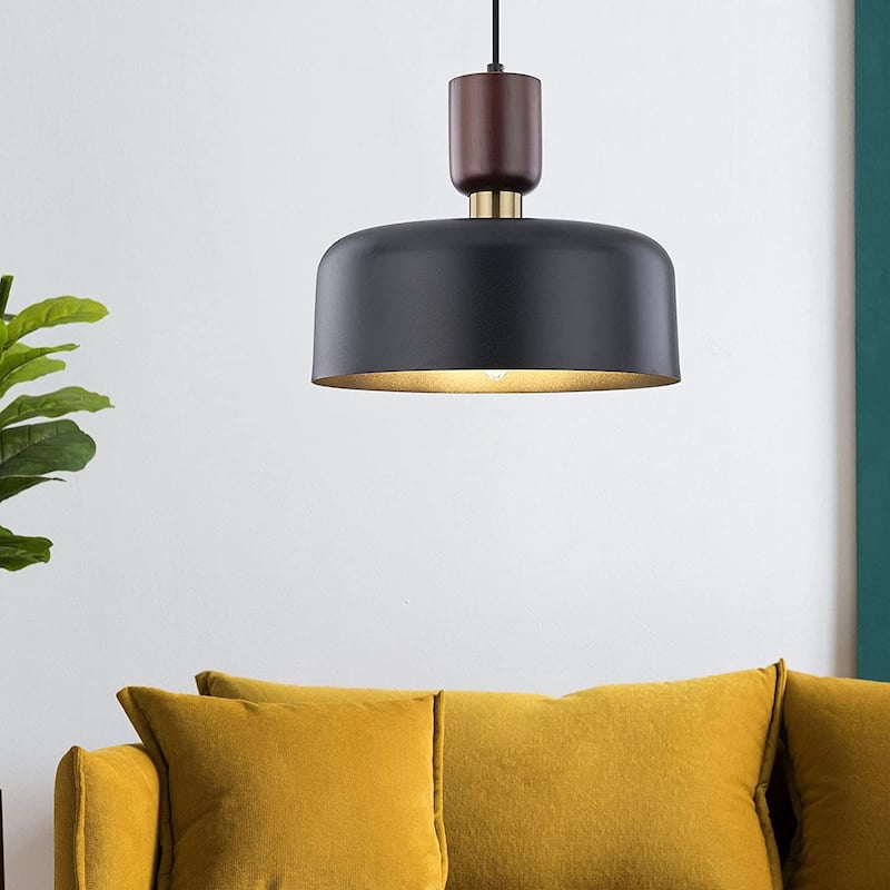Industrial pendant light with brass accent adjustable kitchen lighting fixture