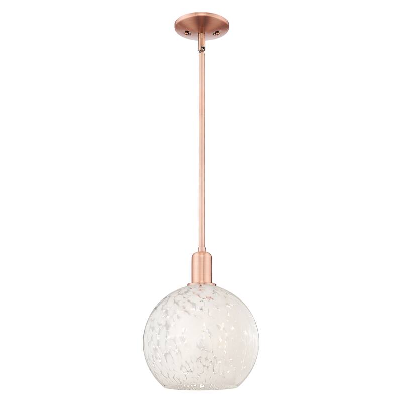 Innovations Lighting Endless Possibilities Arcadia - White Mouchette - 1 Light 10" Stem Hung Mini Pendant - Antique Copper
