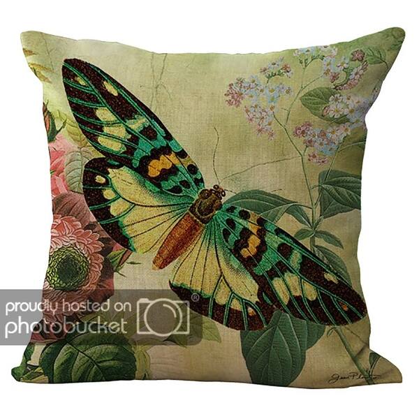 Shop Floral Butterfly Printed Cushion Cover Chezmax Cotton Linen