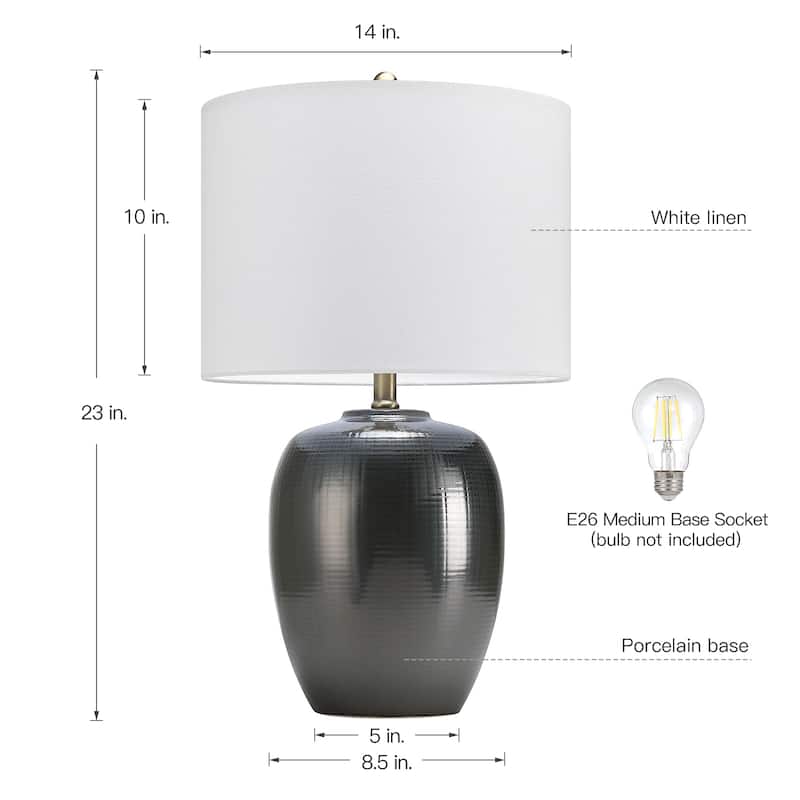 Basset 3-Way Ceramic Table Lamp with Drum Shade - 23 in. H