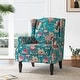 preview thumbnail 71 of 80, Mid-Century Modern Linen/ Vegan Leather Wing Back Accent Chair Peacock Blue-Linen