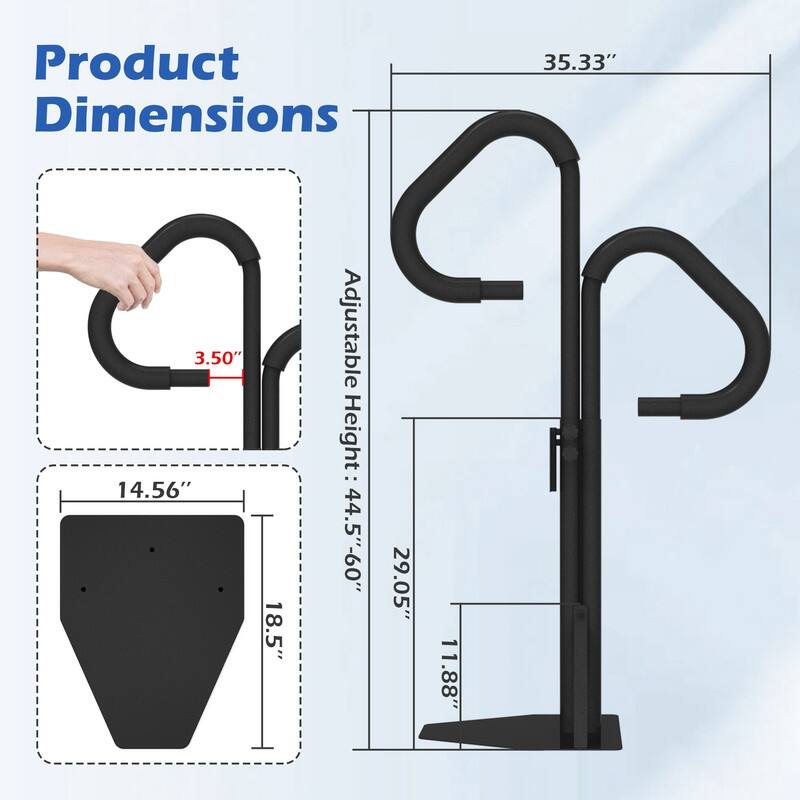 Domi Hot Tub Handrail, Aluminum Spa Hand Rail with 44"-60" Adjustable Height & 360° Swivel, Safety Side Handrails