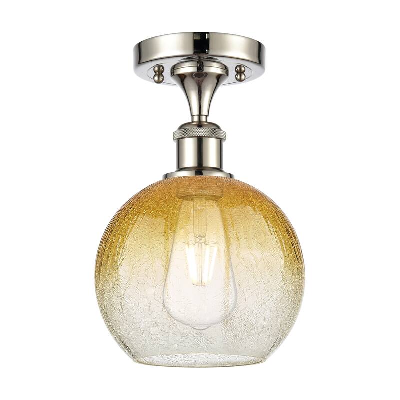 Innovations Lighting 516-1C-11-8 Brookhaven Globe Semi-Flush - Polished Nickel / Amber