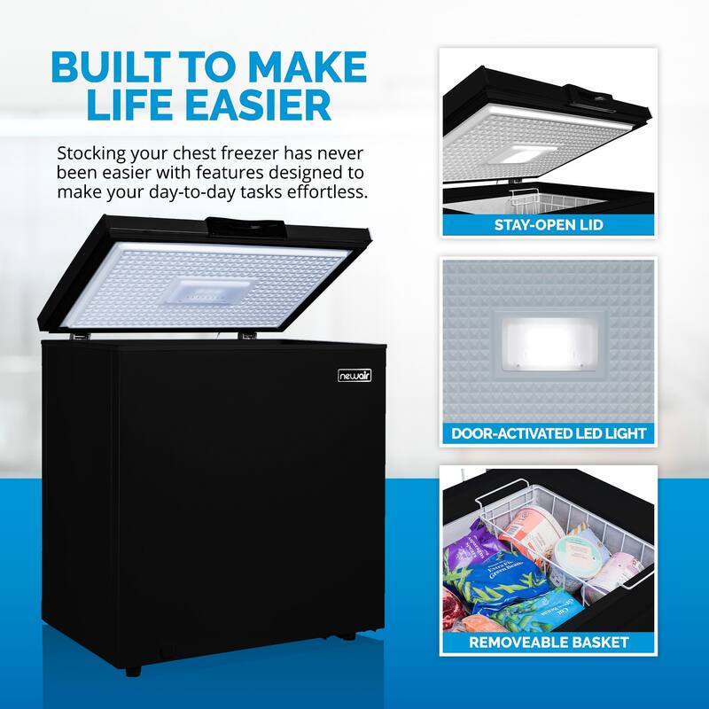 Newair 5 Cu. Ft. Mini Deep Chest Freezer and Refrigerator in Black with Digital Temperature Control and Fast Freeze Mode