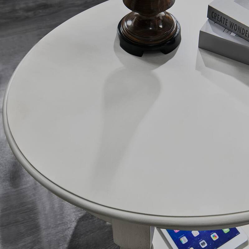 Solid Wood Oval End Table Sofa Table with Drawer and Storage Shelf