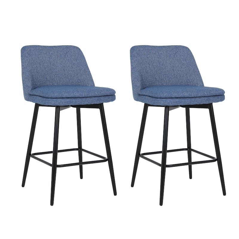 Modern Swivel Bar Stools Set of 2, Counter Height Stools Dining Chairs with Curved Back and Upholstered Seat