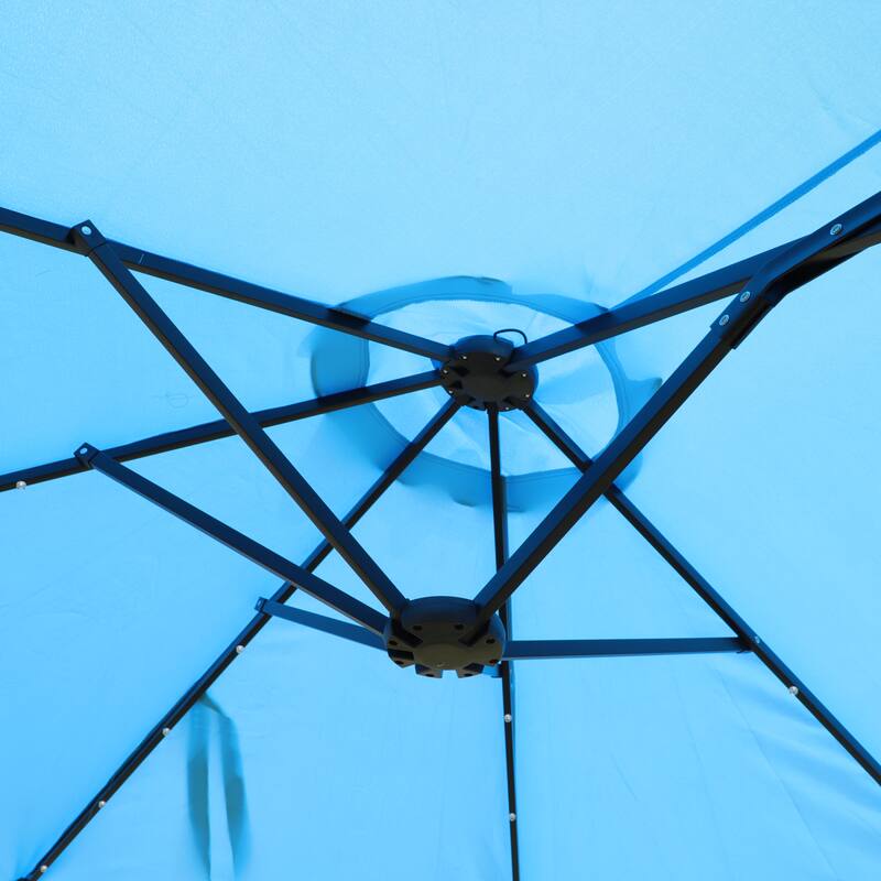 Outstanding Double-Sided Rectangular Patio Umbrella with Light and Base for Outdoor Enjoyment